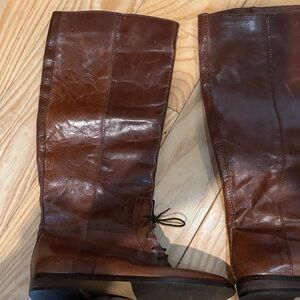 Madewell Tall Lace-Up Leather Heeled Boots in Brown